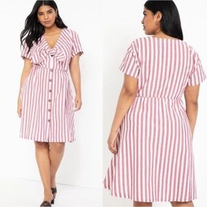 Eloquii red striped tie-front dress